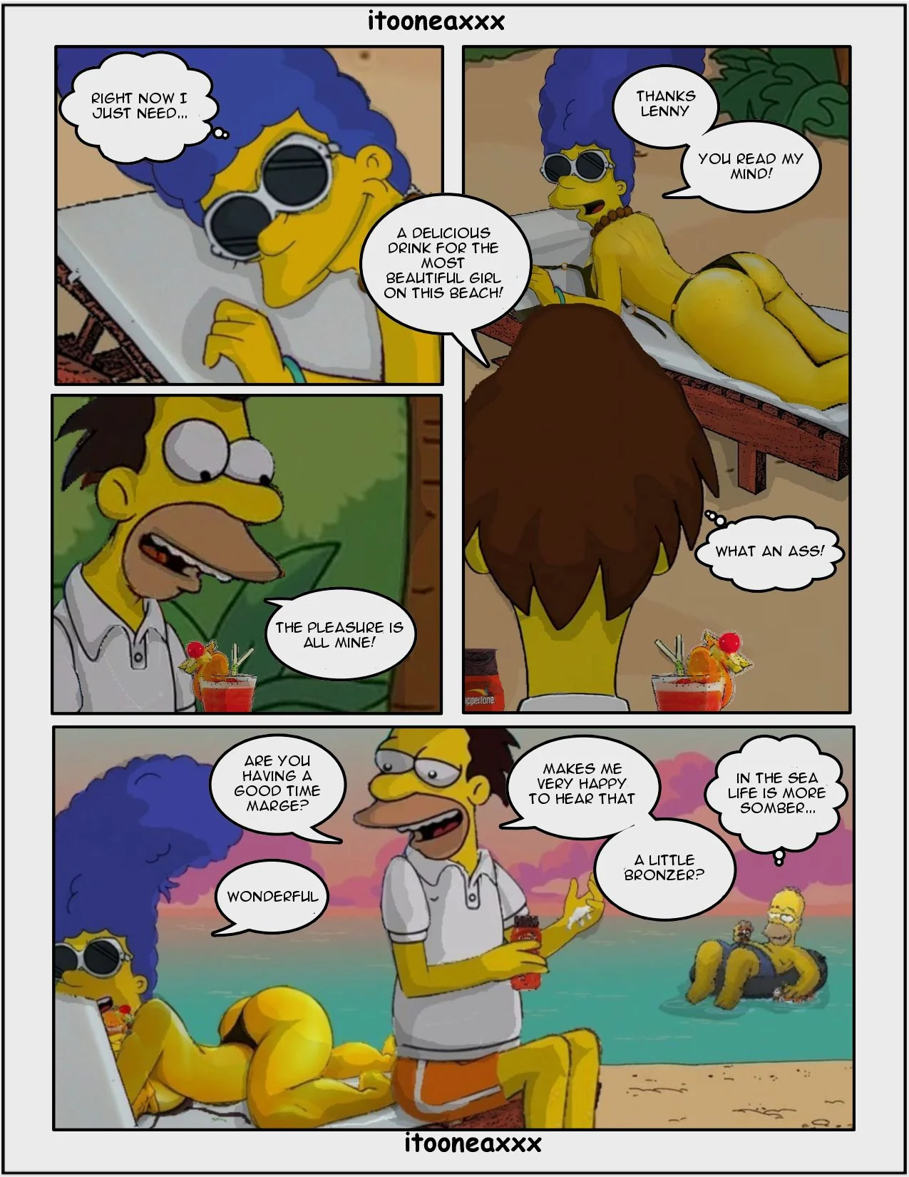 The Simpsons Porn Comics Series, 3 . On The Beach - Eng, page 3 of 13